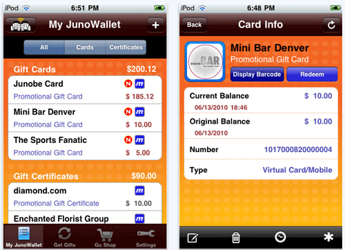 JunoWallet Card Info