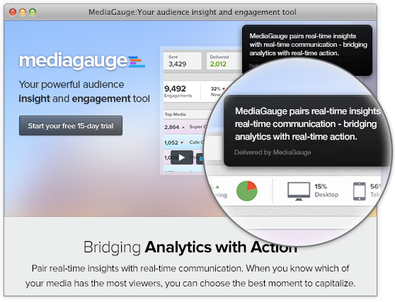 A MediaGauge message (in black)