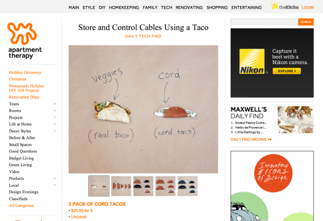 cord tacos on apartment therapy