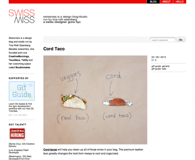 cord tacos on swiss miss