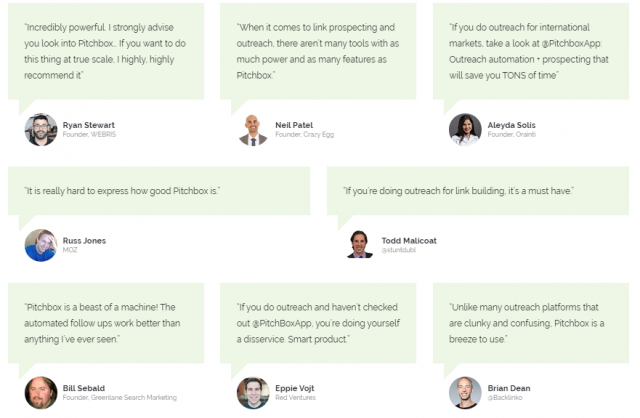 Pitchbox leading clients comments