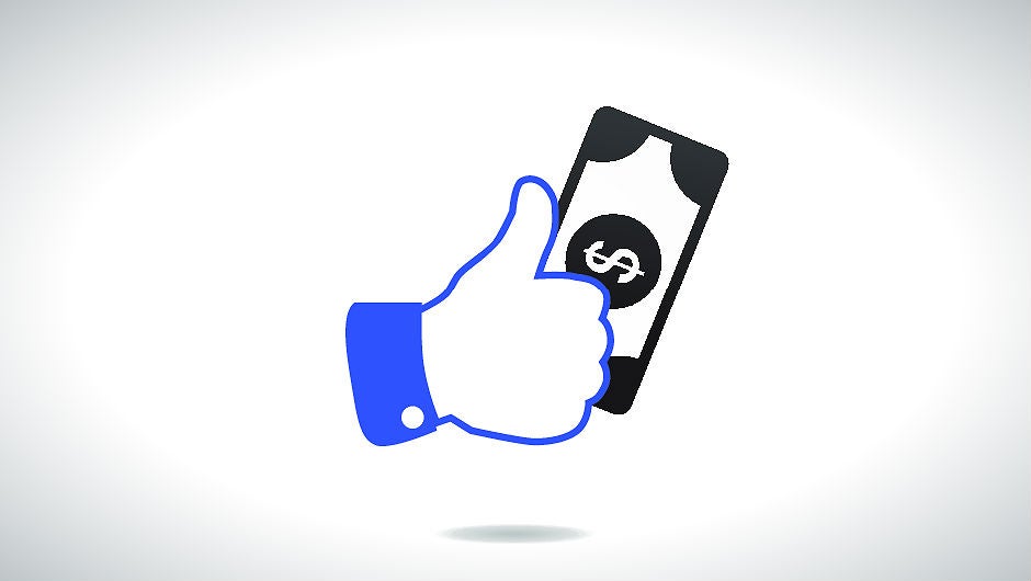Facebook thumbs up and money