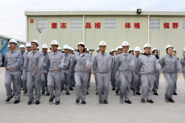 Huawei employees morning exercises 