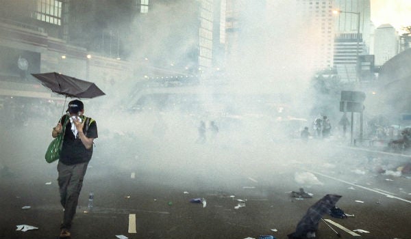 Hong Protester Umbrella Protests