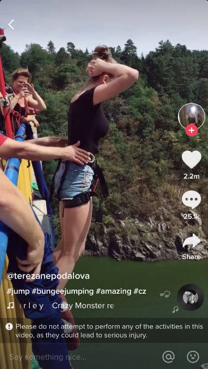 TikTok warning banner small