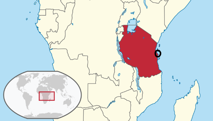Tanzania on map of Africa