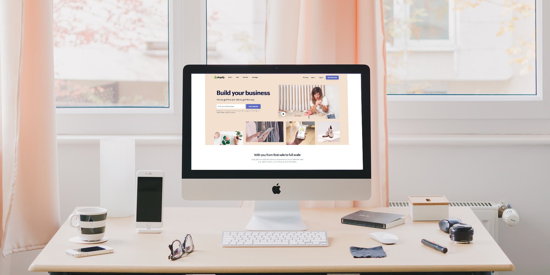 shopify homepage on desktop computer