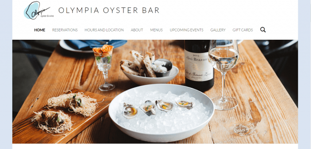 Olympia restaurant website design