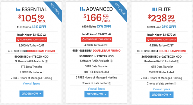 InMotion Dedicated Hosting Costs 1