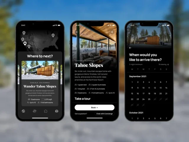 Screenshots from Wander's mobile app.
