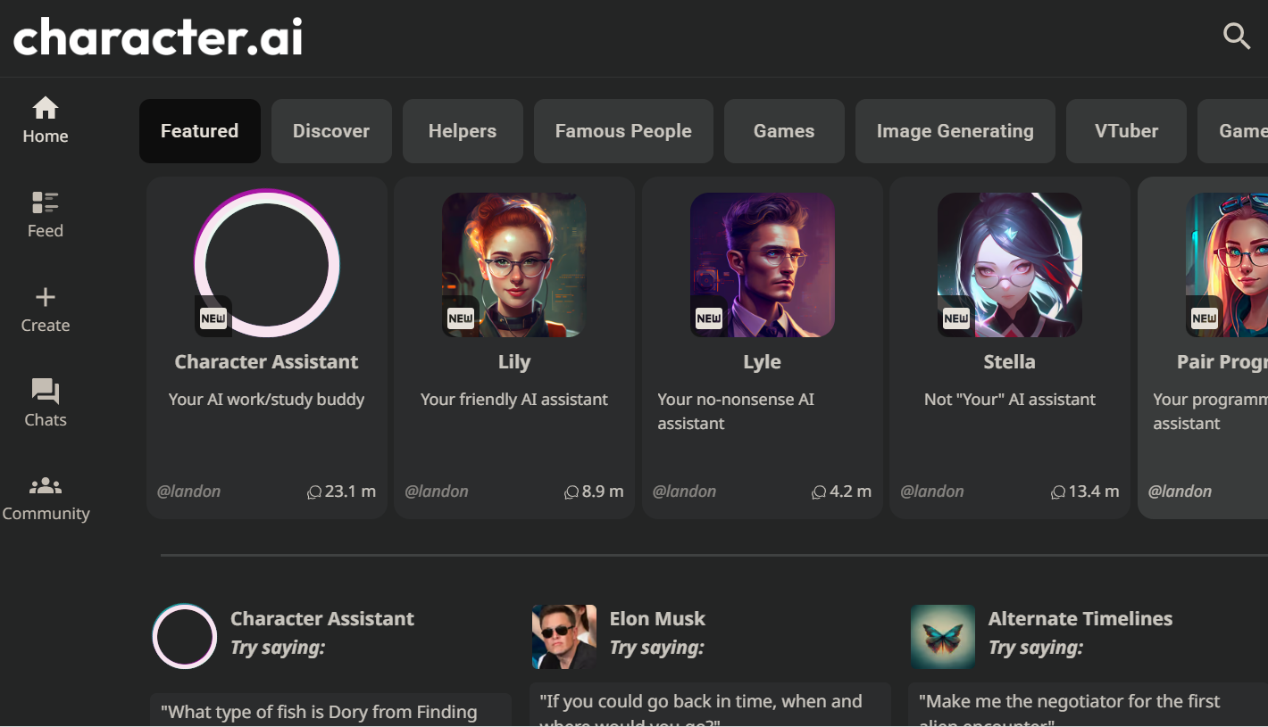 character ai interface