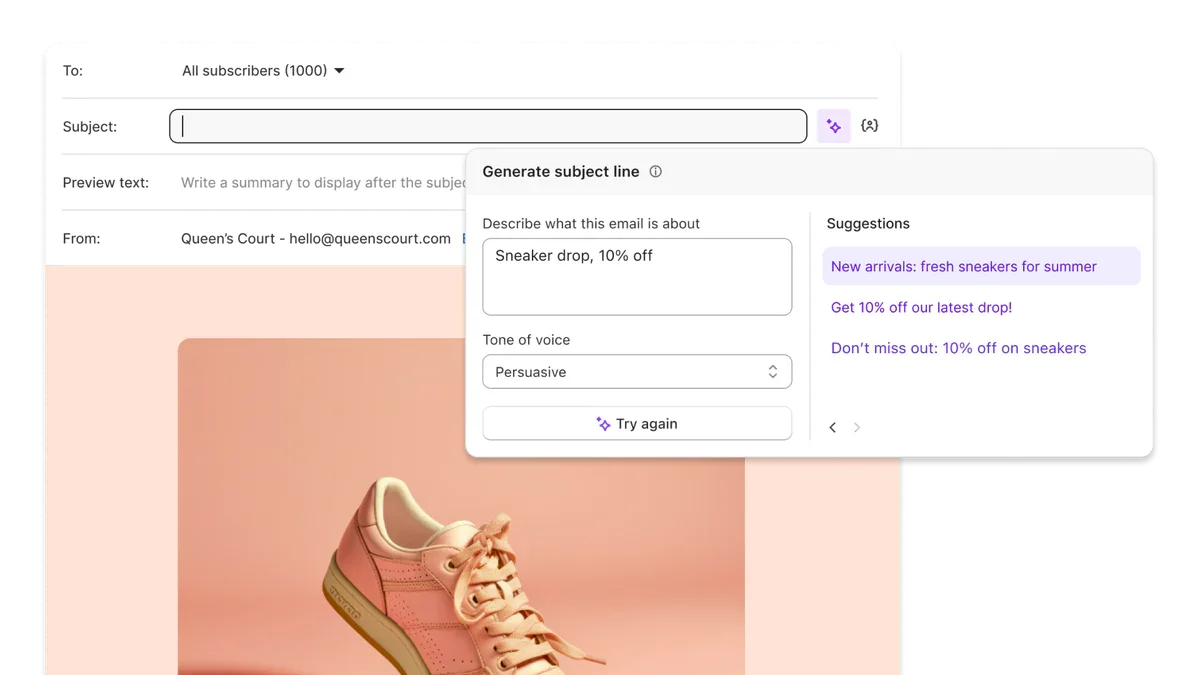 Shopify AI-generated email marketing feature