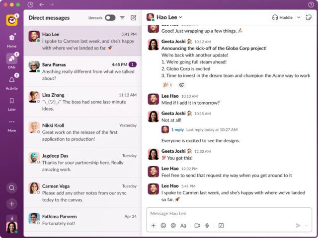 The new Slack DM view