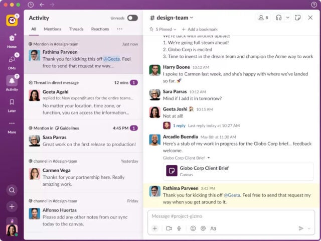 New Activity Feed in Slack