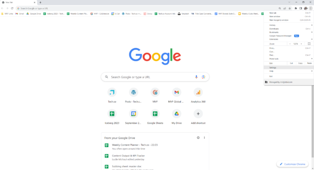 Open window in Google Chrome