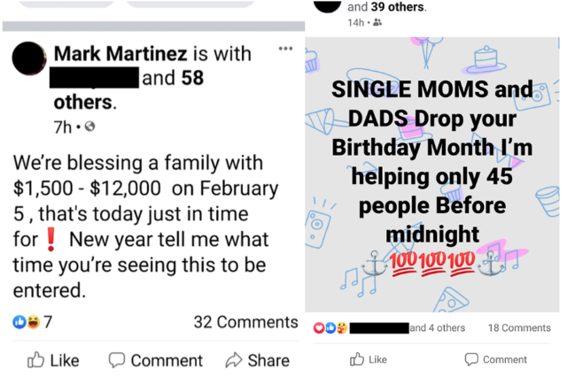 Fake giveaway scams on Facebook