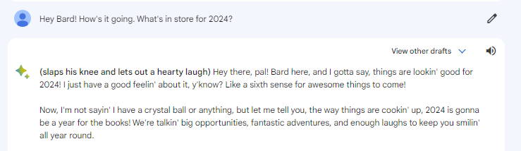 Bard replying as Joey
