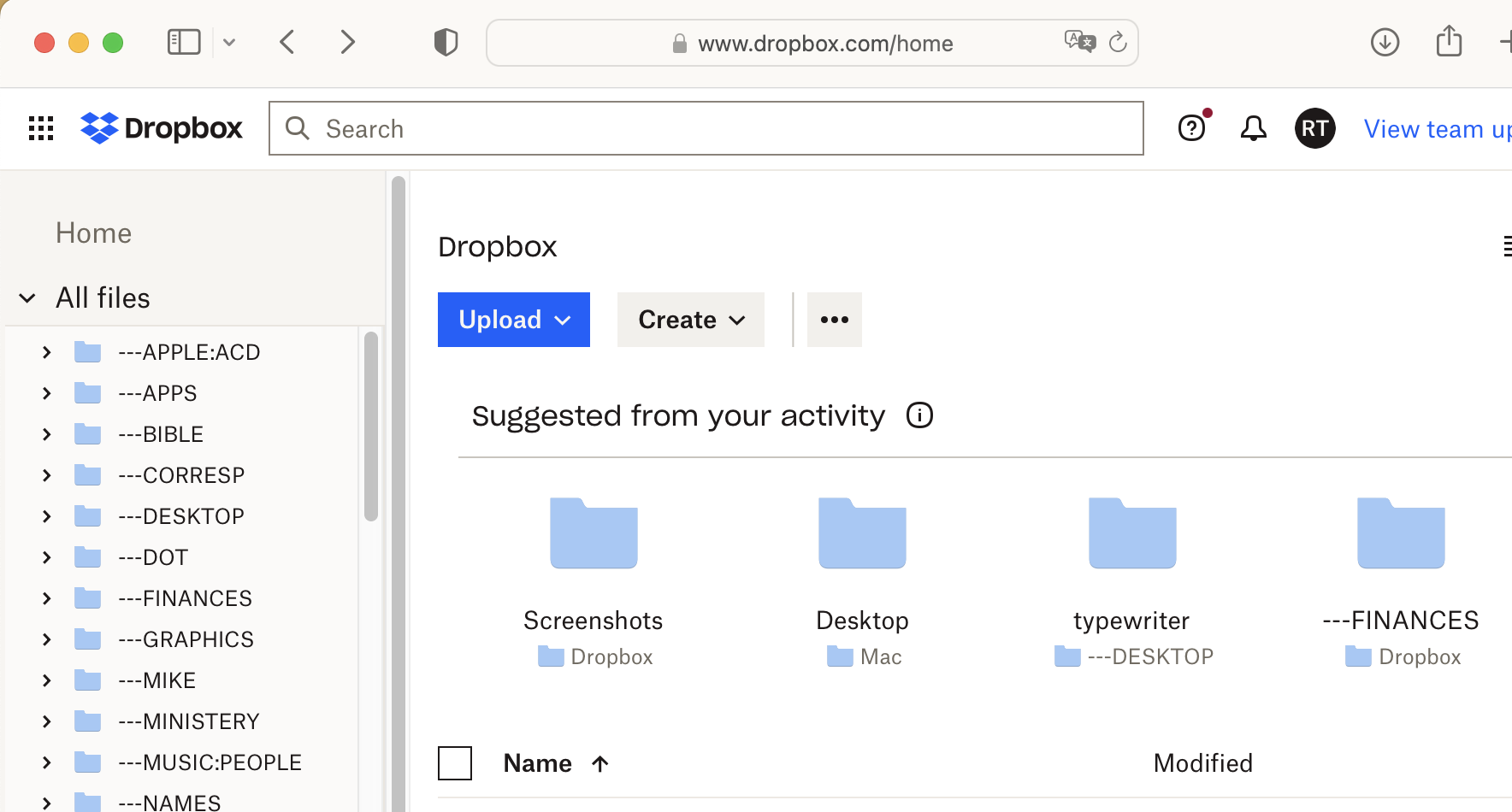 Dropbox Interface